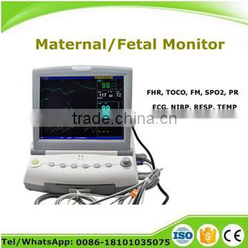 9 parameter Maternal Monitor machine Fetal FHR TOCO FM SPO2 PR ECG NIBP RESP TEMP for mothers and infant fetal heart rate