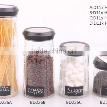 4size glass storage jar set with black board