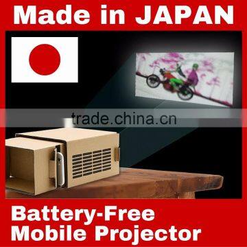 Unique compact mini projector mobile phone use requiring no electricity