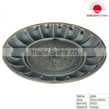 stainless steel round tray with antique brass surface/metal fruit tray/stainless steel fruit tray