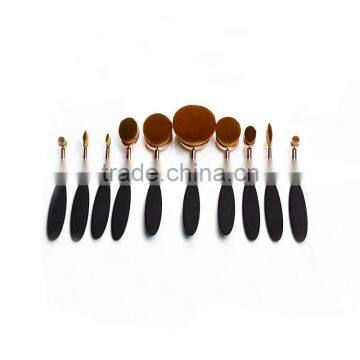 Tool Set Professional Rose Gold 10Pcs Oval Mermaid Makeup Brush Set photo-2