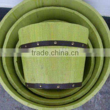 Set of 4 Round Wooden barrel