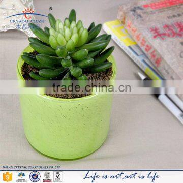 creative multi color hand made cup shape glass flower pots