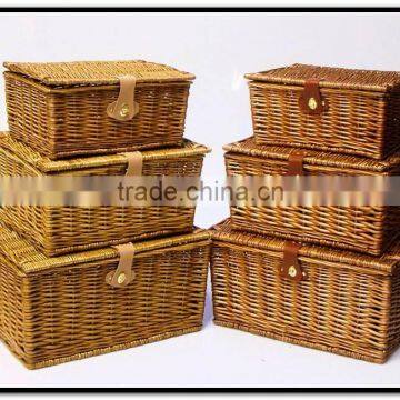 Wholesale Willow Wicker Storage Baskets With Liners And Lid