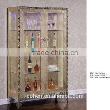 C106 luxury modern bookcase wine display cabinet with tempered glass