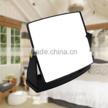 Plastic frame with single siled desk mirror/black square desk mirror