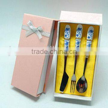 Ceramic Handle Stainless Steel Set Spoon and Fork Set photo-2
