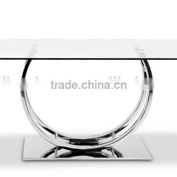 Modern Dining Table with glass Top and Chrome Base