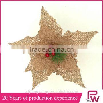 New Design Linen Poinsettia Flower Christmas Decorations photo-2