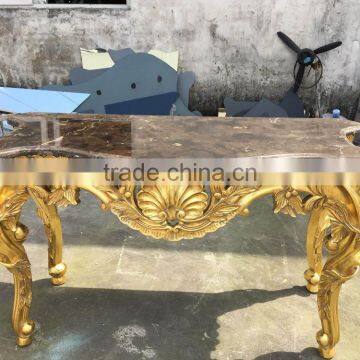 Baroque Style Living Room Furniture Console Desk With Marble Top photo-5