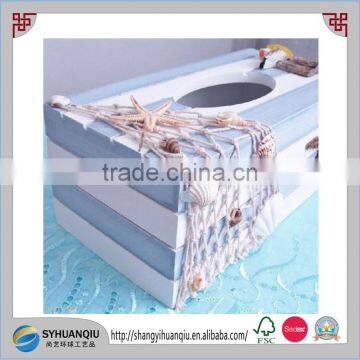 Nautical Decor Seaside Associated Wedding Use Wooden Paper Box Tissure Cover Holder Box photo-3