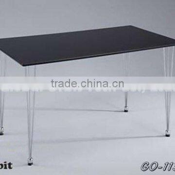 Metal Leg Glass Table Modern Dining Room Set photo-4
