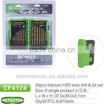 25pcs Hss Twist Drill and Bit Set in Plastic Case