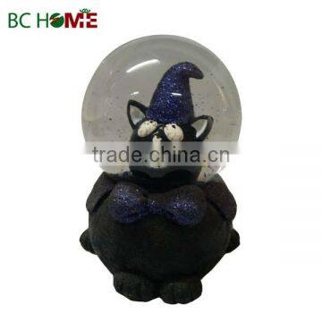 2015 New design Halloween snow globe witch's black cat