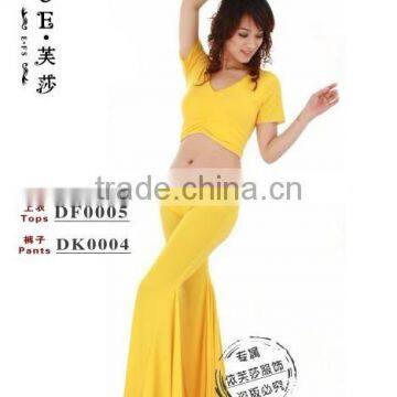 Popular Yellow GOld Short Sleeve Dance Trainin g Wear tops