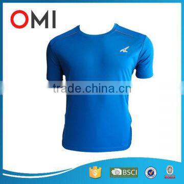 High quality solid fitness gym sport short sleeve shirt for men