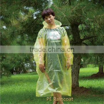Cheap PE Disposable semitransparent Emergency Yellow Raincoat
