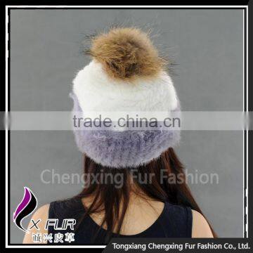 CX-C-235N New Design Knitted Animal Mink Fur Pom Pom Beanie Hats Wholesale photo-6