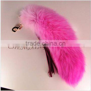 CX-R-50 Pink Keychain 2016 Fashion Genuine Fox Fur Pendant For Bag Cute Key Ring