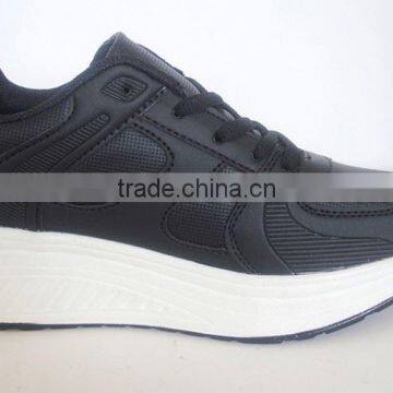 Good Supplier PU Outsole Black Upper Women Shoes With White Sole photo-4