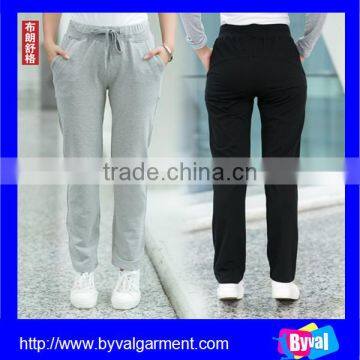 Wholesale Womens 100% Cotton Top Quality Custom Plain Sweatpants Causal Pants 2015