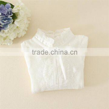 Duoduo Princess Girls 2015 New Model Knitting Snow White Children Sweater Solid White Mandarin Collar Kids Pullover photo-3