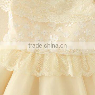 2017 Baby Girl Party Dress Children Frocks Designs Lace Sexy Harness Apricot Lovely Cotton Net Birthday Party Dresses photo-4