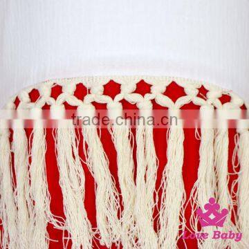 Summer Childrens Designer Plain Red Halter Sleeveless Backless Soft Cotton Baby Girl Playsuit Blank Romper photo-3