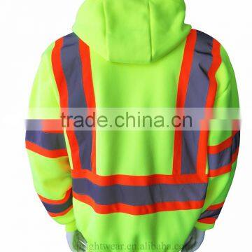 100%polyester Inner Brush Fleece hi Vis Sweatshirt ANSI CLass 3 photo-2