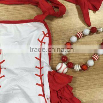 Cotton Baby Bubble Halter Romper Summer Girl Boutique Rompers Baby Jumpsuits Kids Baseball Baby Romper Set Infant Girl Clothes photo-4