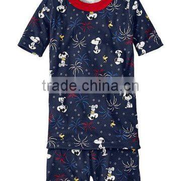 2017 Wholesale Kids Latest Design Summer Sleepwear Cotton Casual Sleeping Suit Pajamas Children Stripe Cotton Pyjamas 1-6 Years photo-5