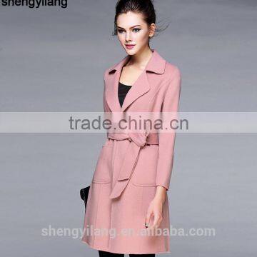 Girls Korean Wool Double Fleece Thin Fabric Midi Long Luxury Coat Manufacturer photo-2