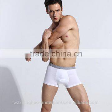 High Waist Dye Yarn Europe Size Plain White Cotton Men's Underwear Boxer Shorts photo-2