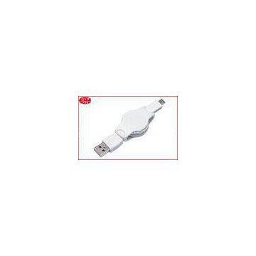 High speed Micro 5 pin To USB 2.0 Retractable Charger Cable 80CM in White