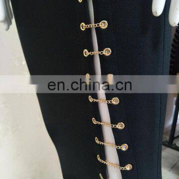 Women Halter Sleeveless Deep V Neck High Split Black Sexy Bodycon Club Party Dresses photo-5