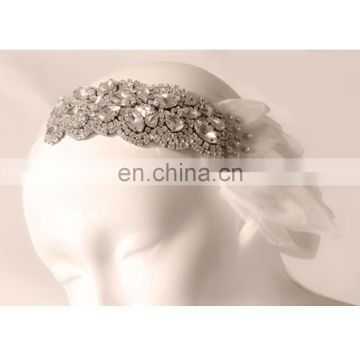 Aidocrystal Handmade European Wedding Hairpiece Acessories Rhinestone Comb with Lace