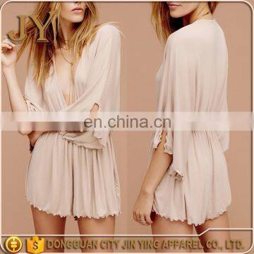 Ladies Night Wear With Shorts Fashion Deep V-neckline Jumpsuit Wholesale