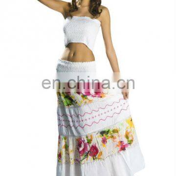 Latest Summer beach skirt solid pleated long maxi skirt printed skirt fancy skirt top designs