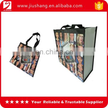 2016 personalized thick printed reusable woven carrier bag for cloth