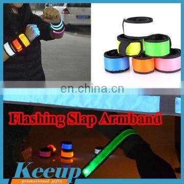 Logo printed cheap led slap bracelet for sports