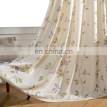 New style wholesale bird pattern cotton linen curtain materials cotton printed