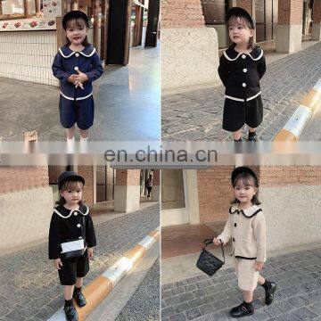 6834/Simple Fashion Fancy School Clothing Sets for Baby Girl Preppy Style Elegant Knit Suits