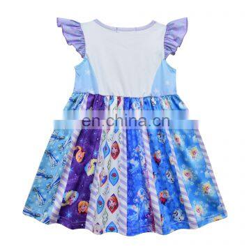Summer Dress Girls Princess Party Anna Aisha Flutter Sleeve Twirl Dress Toddler Girls Boutique Milk Silk Dress Kids Clothes