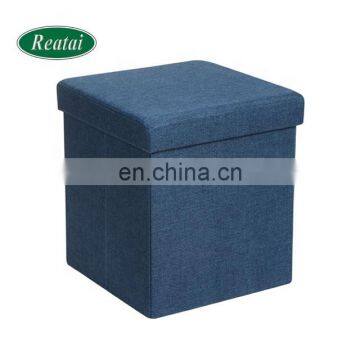 Reatai High Quality Cube Square Linen Fabric Foldable Ottoman Storage Box for House photo-6