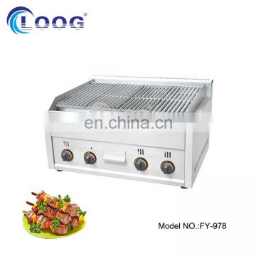 High quality commercial electrical stainless steel smokeless Gas Lava Rock BBQ grill