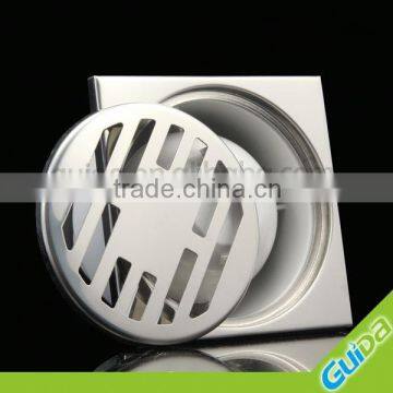 Straight outlet polished stainless steel shower drain grating