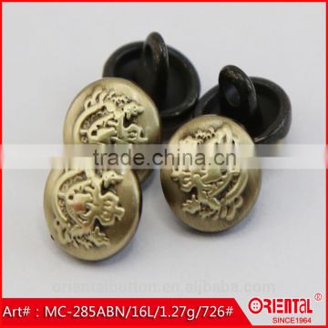 anti-brass brushed custom logo black base metal shank shirt button