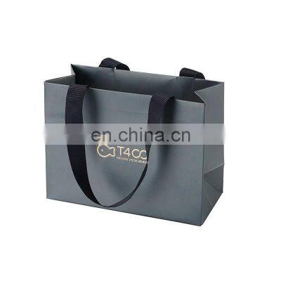 New 200g/250g matt lamination logo print art paper bag with grosgrain handle