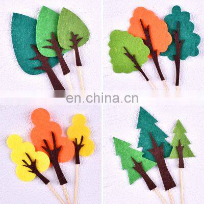 Factory Price Forest Felt Saplings Card Cake Accessories for Baking Accessories Cake Decorating Supplies Birthday Cake Topper