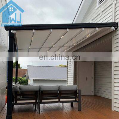 China Wind Resistant Waterproof PVC Retractable Pergola Roof Systems with Side Screen